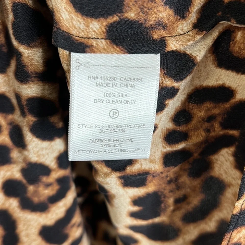 Joie Silk Animal Print Leopard Flutter Sleeve Top Size S